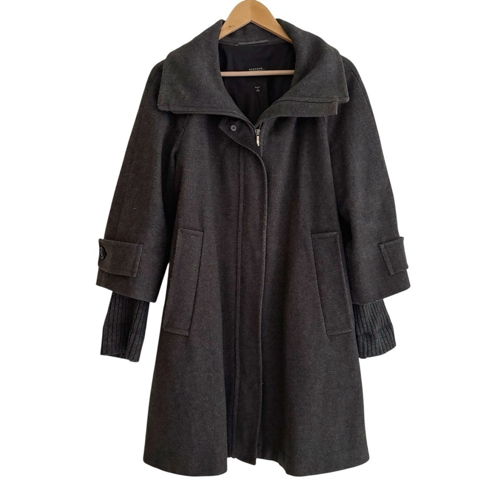 MaxMara Weekend Wool Blend Coat Charcoal Gray Size US 6